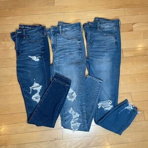 American Eagle Denim Jeans Bundle ~ x3 All Style: The Dream Jean, Size 4.
